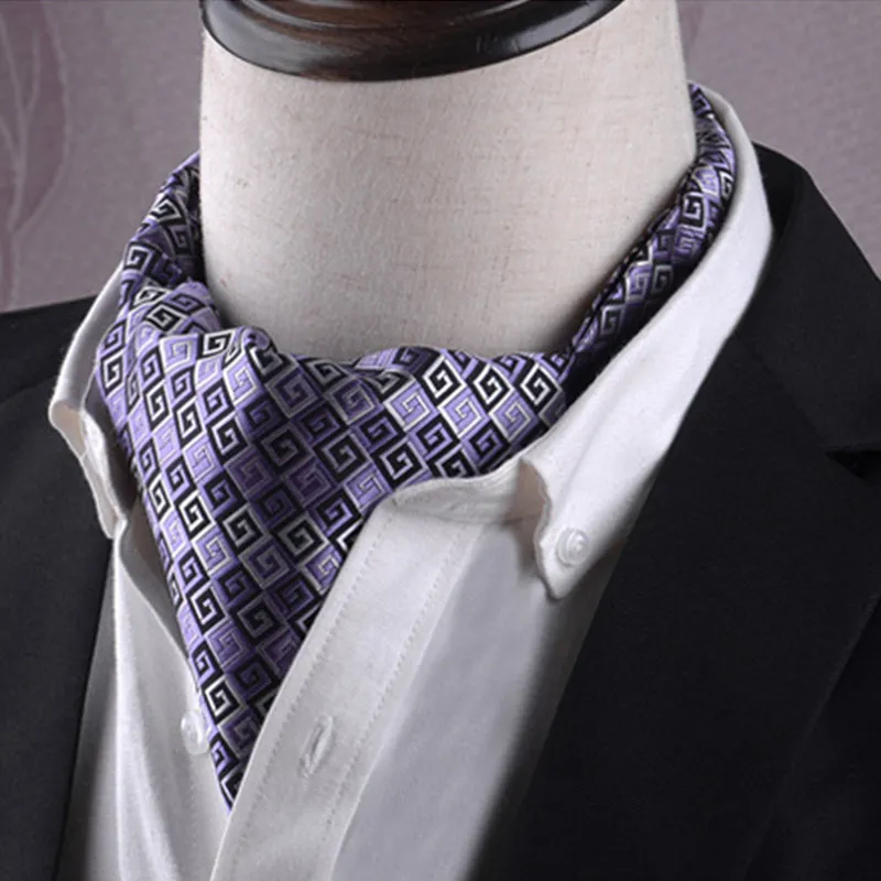 Purple ascot tie with diamonds