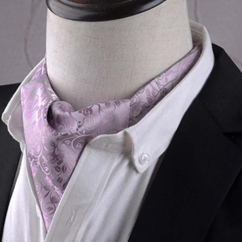 Pink fuchsia ascot tie with flower