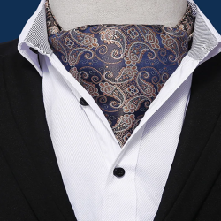 Αscot tie witha blue bronze bow pattern