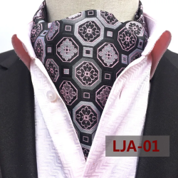 Βlack ascot tie with silver honeycomb