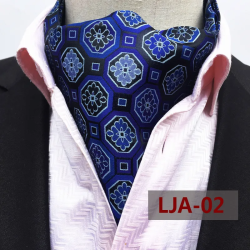 Blue ascot tie with honeycomb