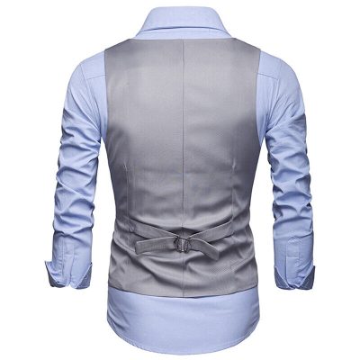 Gray sleeveless suit vest with pockets