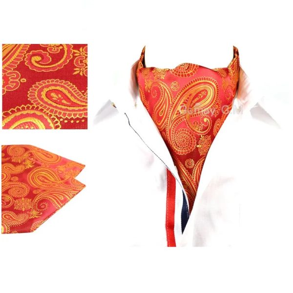 Men's orange bow ascot tie