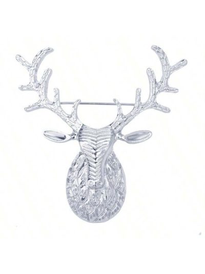 Men's Lapel Pin Silver Deer Bust