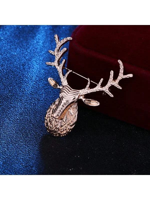 Men's Lapel Pin Golden Deer Bust