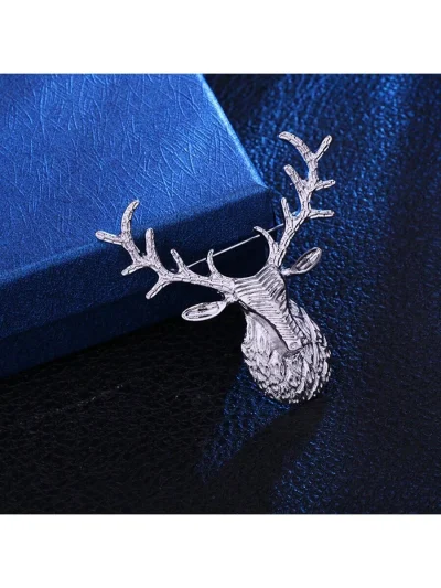 Men's Lapel Pin Silver Deer Bust