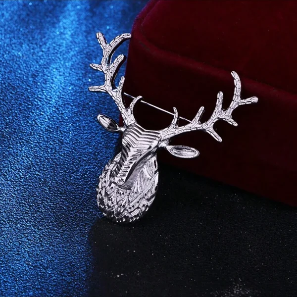 Men's Lapel Pin Silver Deer Bust