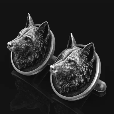 Black antique wolf cufflinks