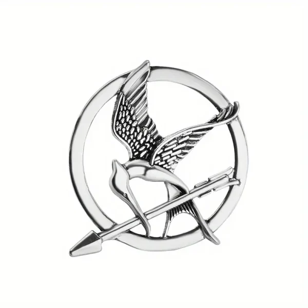 Men's silver bird-arrow lapel pin