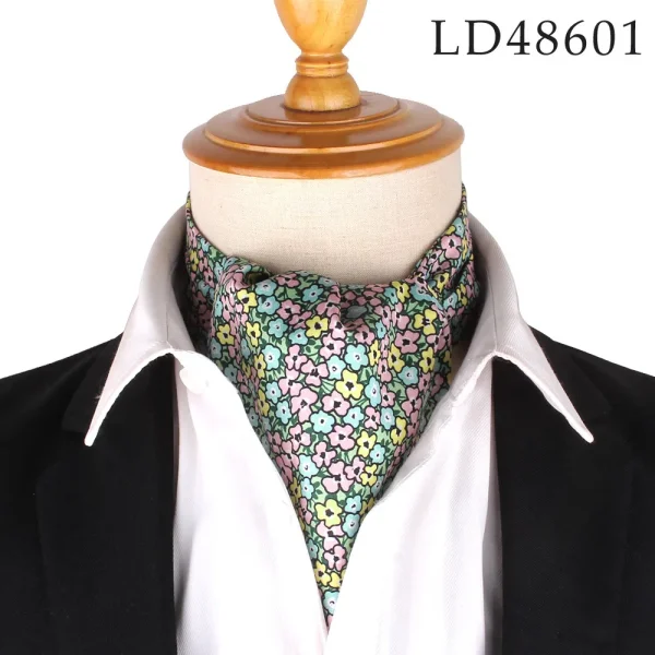 Men's yellow floral ascot tie