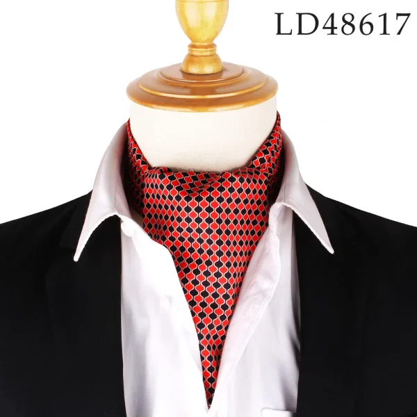 Men's black red Ascot Tie