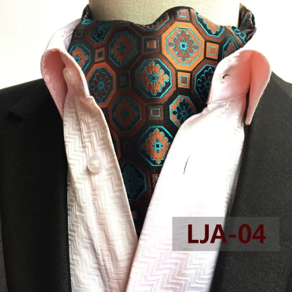 Brown ascot tie with honeycomb