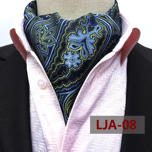 Men's blue bow ascot tie