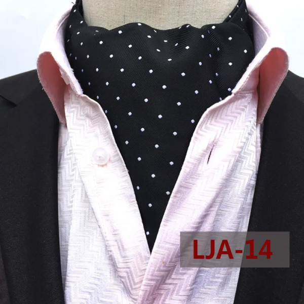 Men's black tie with silver polka dots