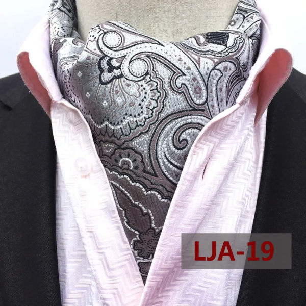 Men's grey bow ascot tie