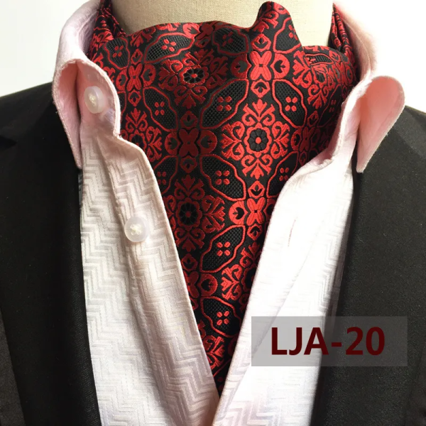 Men's black red patterned asot tie