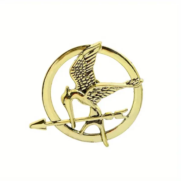 Men's gold bird-arrow lapel pin