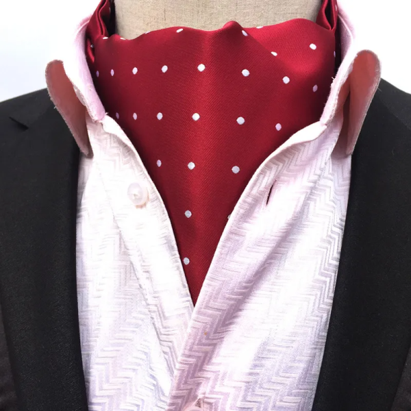 Men's red tie with white polka dots